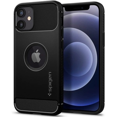   Schutzhülle Handyhülle Case Spigen Rugged Armor iPhone 12 / 12 Pro schwarz