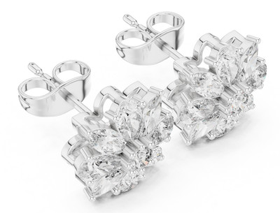 Certified Natural VVS1 D Diamond Blooming Promise Stud Earrings 14k Gold Over