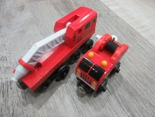 Thomas The Tank Engine & Friends Wooden Railway Sodor Dept 36 FIRE TRUCK & TRAIN