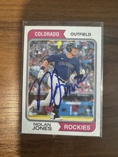 NOLAN JONES Signed 2023 Topps Heritage Baseball Card #164 RC Rockies Rookie AUTO