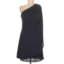 Boutique One Shoulder Navy Blue Dress Embellished Cocktail Party Evening Size 8
