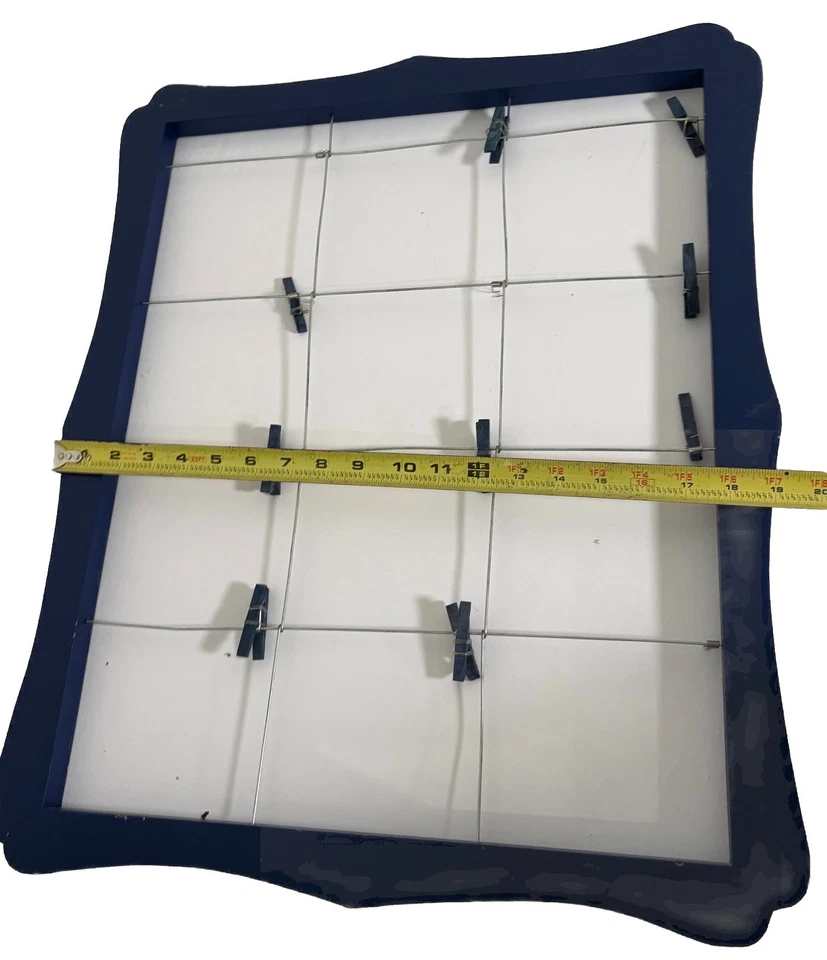 Pier 1 Framed Message Board With Clips Dark Blue Vtg   Photos Notes Organizer * - Image 3 of 4