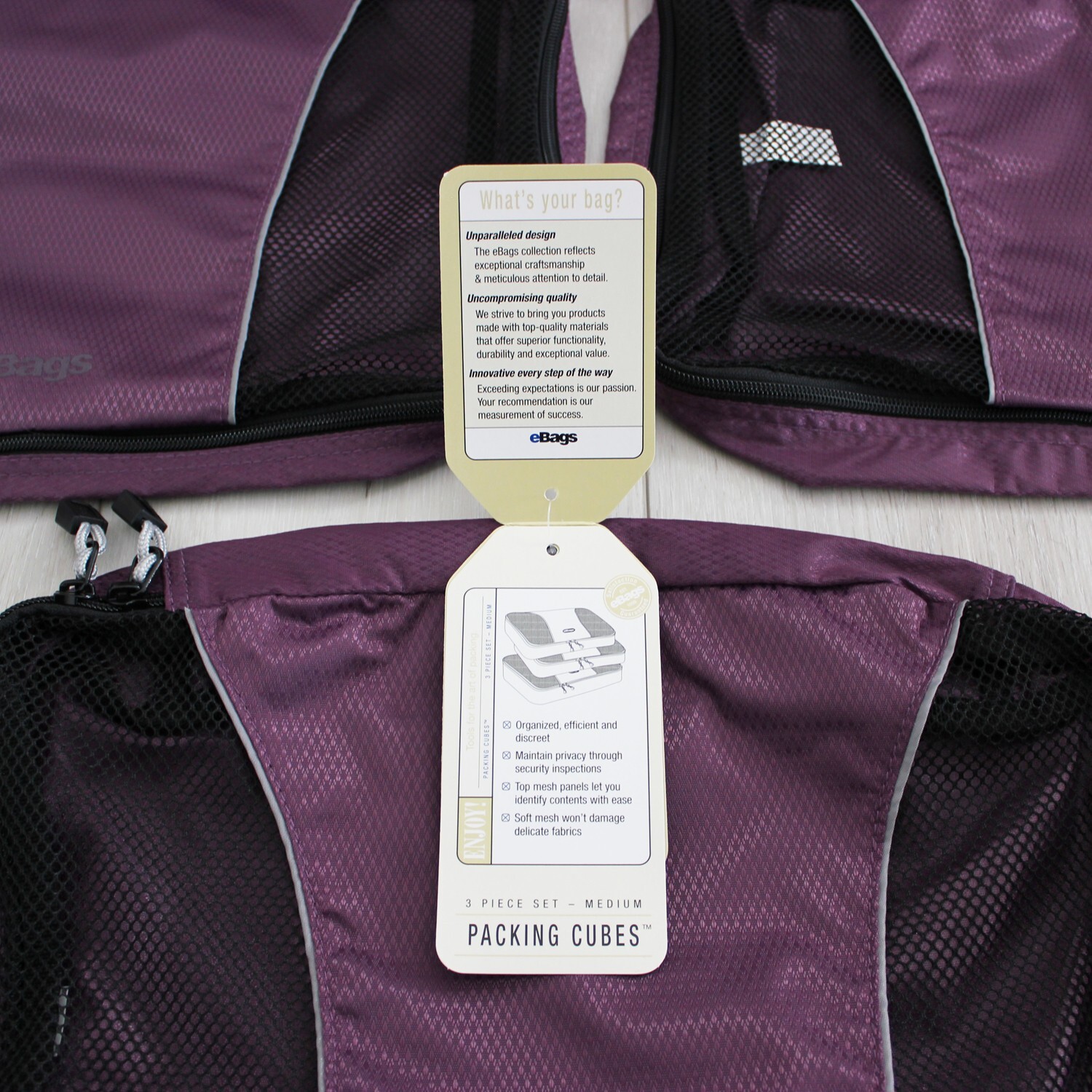 NEW Set of 3 eBags Medium Purple Packing Cubes Organizers Suitcase Travel Bags eBay