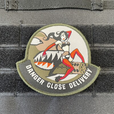 Danger Close Diana Delivery Pin Up Morale Patch Woven Embroidered Tactical