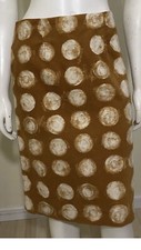 MAEVE Anthropologie Corded Dots Pencil Skirt 4 Mustard Gold Circles Lined