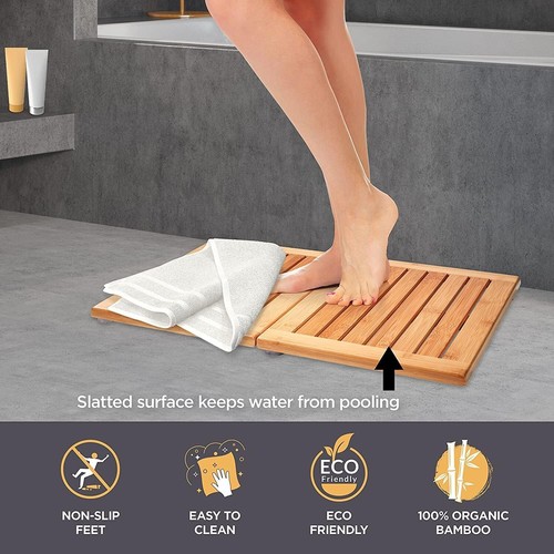 Bamboo Bath Mat Shower Floor Mat Non Slip, Made of 100% Natural Bamboo - Picture 3 of 9
