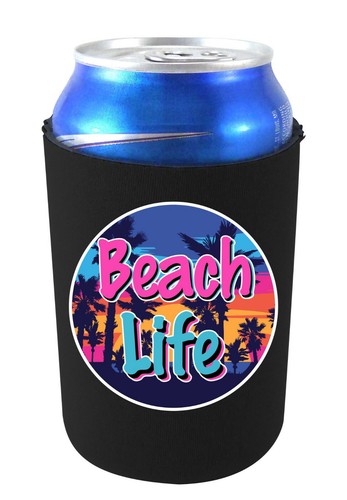 Lata plegable de neopreno Beach Life 12 oz Coolie; tropical, palmera, mar, cerveza - Imagen 4 de 7
