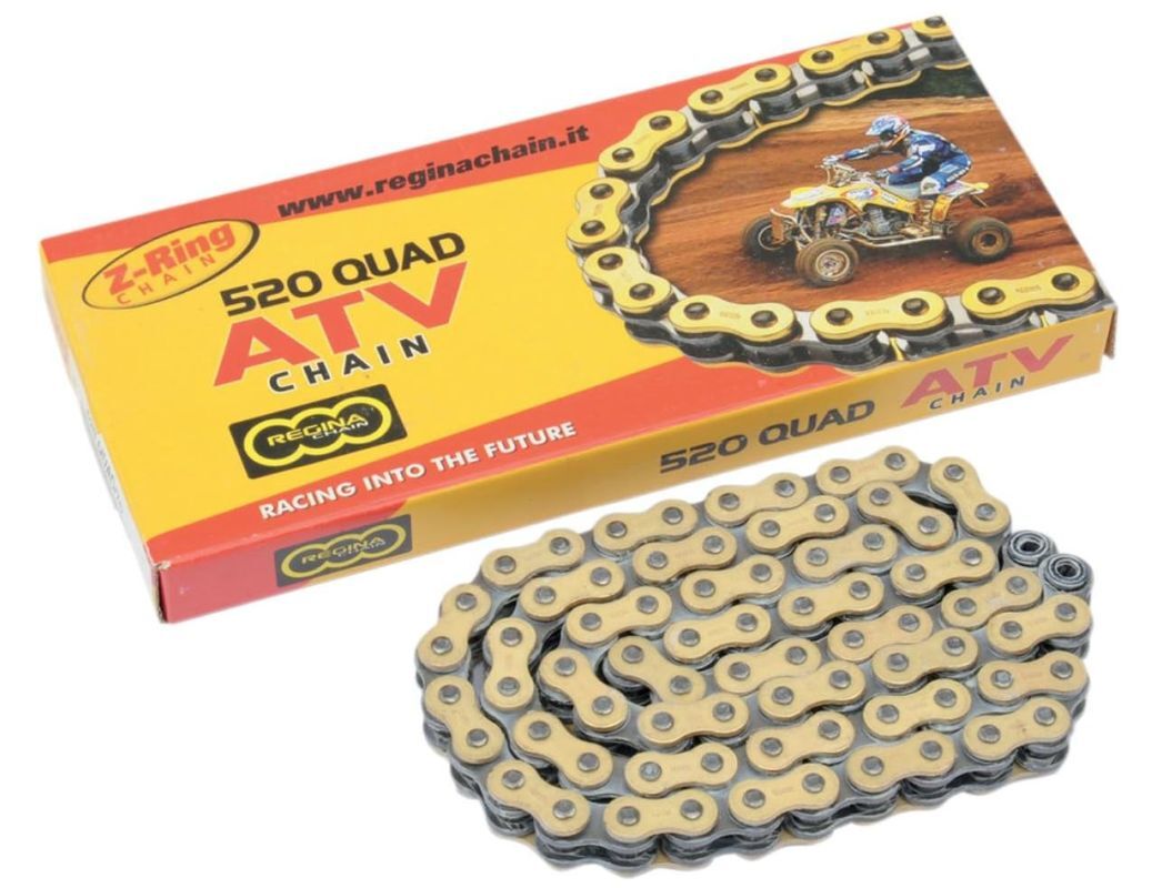 Chaîne 520 Quad renforcée 98 maillons Z-Ring couleur or pour ATV 500 ccm
