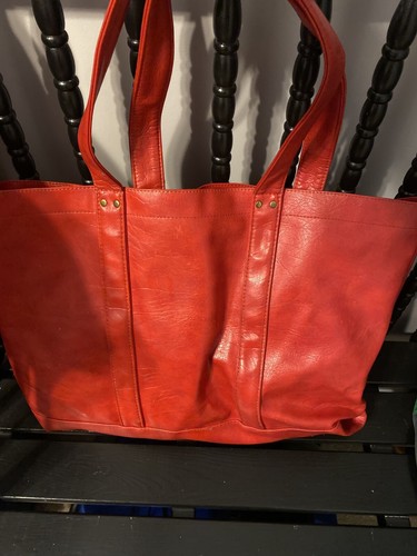Vintage Georgia Bulldogs Red Leather Vinyl Tote Bag FS Originals UGA Gameday Red - Picture 6 of 11