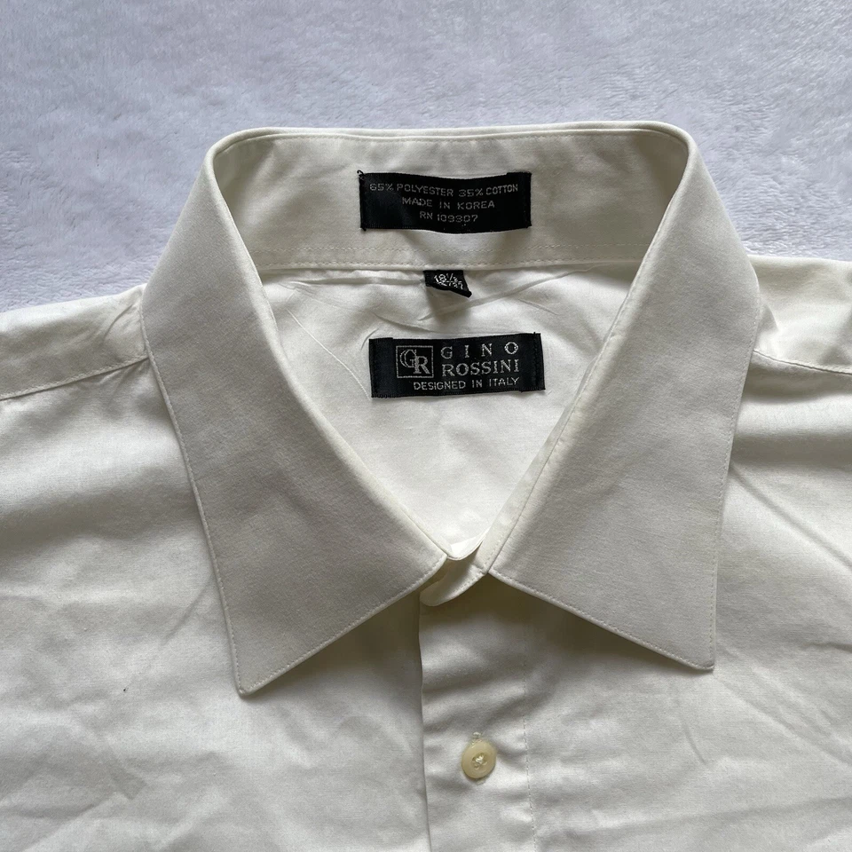 Camisa de Vestir De Colección Gino Rossini 18.5 36/37 Italia 2XL Grande Alta Marfil Ligera Foto 3 de 4