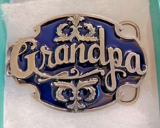 GRANDPA Belt Buckle 1988 Enameled Pewter Siskiyou Buckle Co. 3.25" X 2.25"