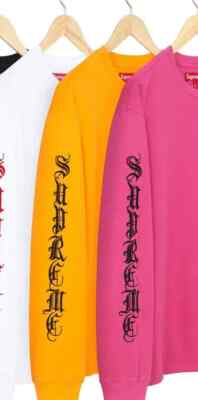 Supreme Old English L/S Top Heather Grey Pink Orange White Supreme Old English L/S Top Heather Grey Pink Orange White