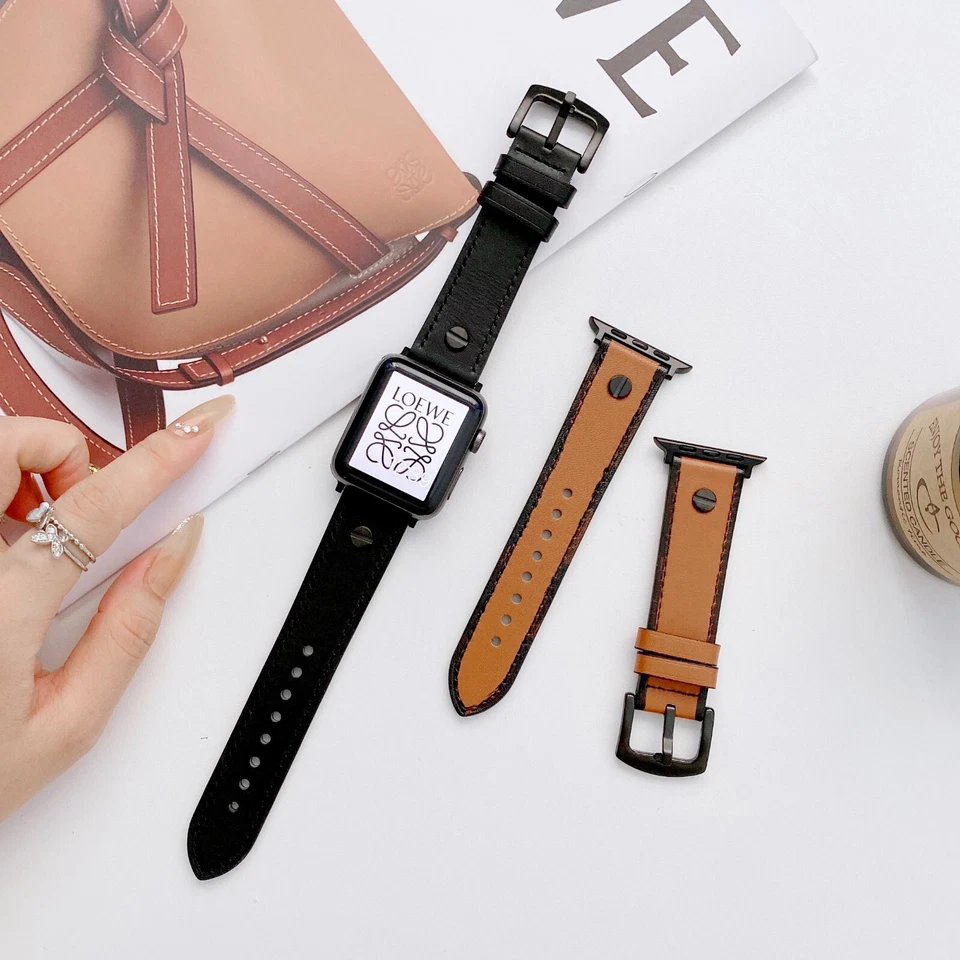 For Apple Watch Band Leather Strap Watch Series 9 8 7 Ultra 38/40/42/44/45/49mm - Image 2 of 4