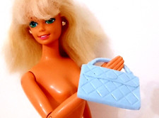 B822 - BARBIE 2000s Light Blue Plastic Quilt Purse Bag 