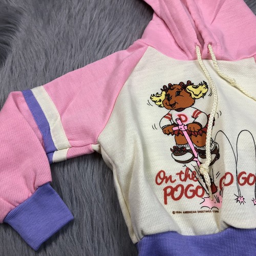 Vintage 1984 Toddler Girls Pink Purple Cream Get Along Gang Hoodie - Picture 3 of 6