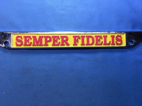 USMC SEMPER FIDELIS HIGH QUALITY METAL LICENSE PLATE FRAME - MADE IN THE USA! - Picture 2 of 6