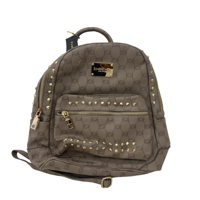 Bebe Tan Monogram Y2K Retro Women's Purse Faux Leather Backpack - NWT