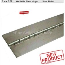 No Holes Piano Hinge 3" x 60" Weldable Steel Finish Continuous Nonremovable Pin