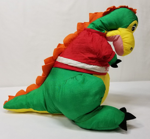 Belkasaurus Plush Dinosaur Green Red Jacket Vintage 16" Nylon Stuffed Animal Toy - Picture 8 of 13