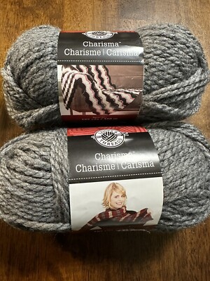2 Skeins Loops And Threads Charisma Yarn Color #13 Charcoal 3.5oz 109 Yards Each