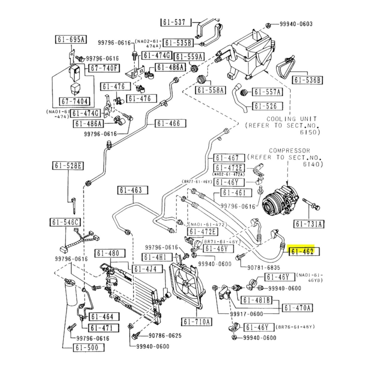 90-93 Mazda Miata MX5 MX-5 OEM AC Low Pressure Hose Line Discharge