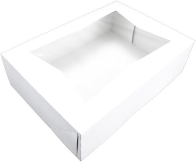 Southern Champion 175 Count Paperboard White Window Bakery Box  12''x8''x2.25''