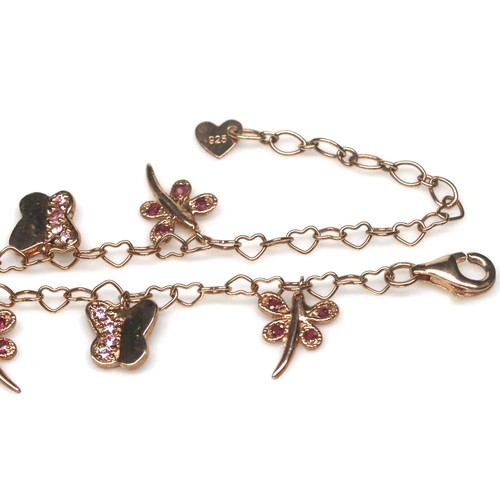 Unheated Tourmaline Citrine Ruby& Cubic Zirconia Bracelet 7" 925 Sterling Silver - Picture 3 of 5