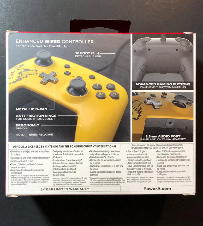 Official Nintendo Switch Enhanced Wired Controller [ Pixel Pikachu ] NEW - Image 3 of 4