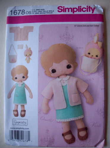 13" felt doll and clothes Gingermelon pattern 1678 UNCUT