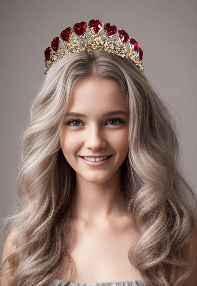 Queen of Heart Tiara, Red Heart Crown, Fairy Headband, Quinceanera Headpiece - Image 2 of 4