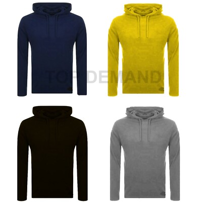 Herren Neu Uni Leicht Baumwolle Langarm Gym Shirt Stretch Pullover Pulli