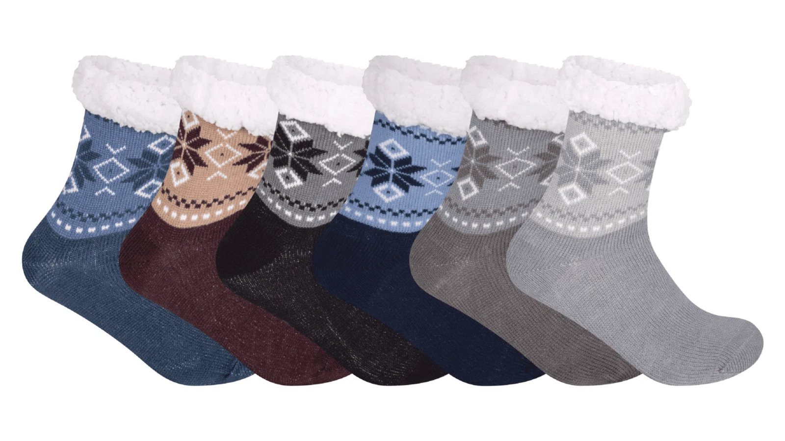 12 Pairs Men's Fluffy Flake Slipper Socks Tog, Soft Warm Cosy Winter, Size 6-11