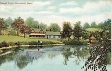 c1910 Newell Pond People Scene Greenfield MA P558