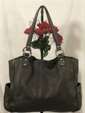 Maurizio Taiuti Italy Genuine Leather Over Night Weekend Dark Gray Shoulder Bag