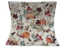 Colorful Pumpkin Fall Leaves Linen Throw Pillow Cover Holiday Home Decor 18  