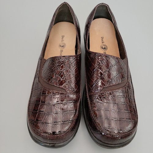 NWOB Duck Head Nursing Work Clogs Shoes Becky Brown Croco Size 8.5 M - Picture 2 of 10