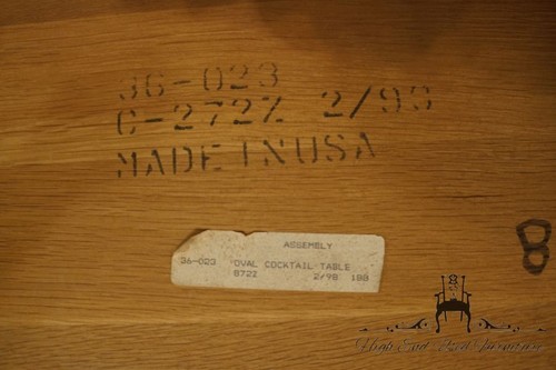 KINCAID FURNITURE Solid Oak Country French Style 46" Oval Accent Coffee Table - Picture 9 of 9