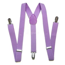 BEYONDFASHION MEN WOMEN UNISEX Y-SHAPE BRACES ADJUSTABLE SUSPENDER-LIGHT PURPLE
