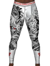 Raven Fightwear Men's Irezumi 3.0 Spats Tights BJJ MMA White 