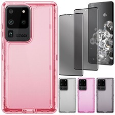 For Samsung Galaxy S20 Ultra/S20+/S20 Clear Case Cover + Privacy Tempered Glass