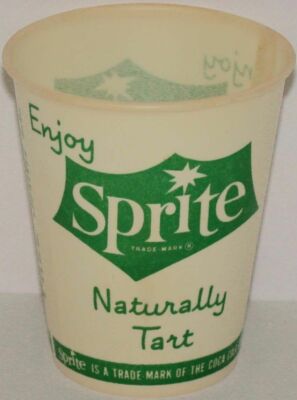 Vintage paper cup ENJOY SPRITE Naturally Tart slogan Free Sample Coca ...