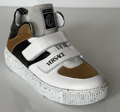 Versace La Greca Boys High Top Sneakers 34 Euro (9.7'' Length) Italy NWT $575 