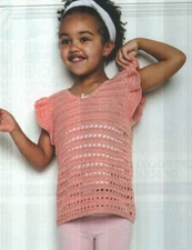 EVELYN RUFFLED TOP 6 CHILD SIZES CROCHET PATTERN INSTRUCTIONS