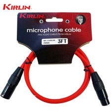 Kirlin 3FT XLR Male/Female 20AWG Microphone Audio Cable Red XLRM-XLRF