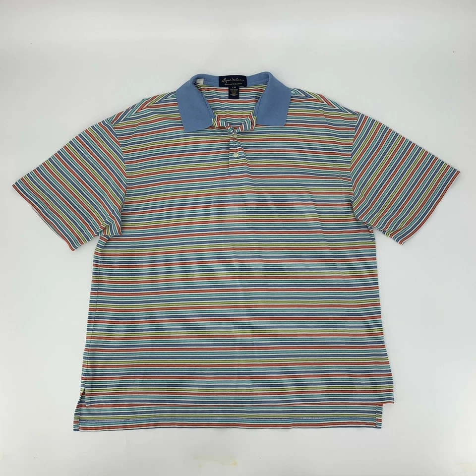 Camisa polo de golf Byron Nelson vintage para hombre talla L colorida a rayas 100 % algodón Foto 2 de 4