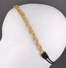 gold braid headband metal mesh 3-strand braided chain link hair band accessory
