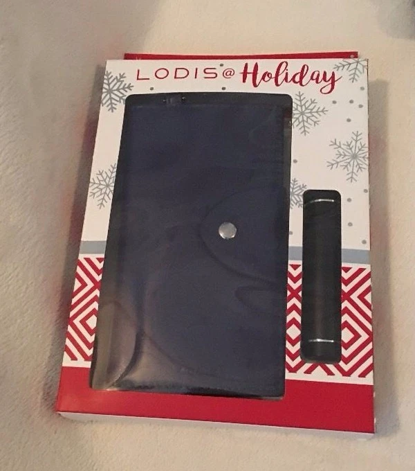 Lodis 皮革智能手机腕带/钱包 带通用充电棒 海军蓝 全新 — 第 2/4 张图片