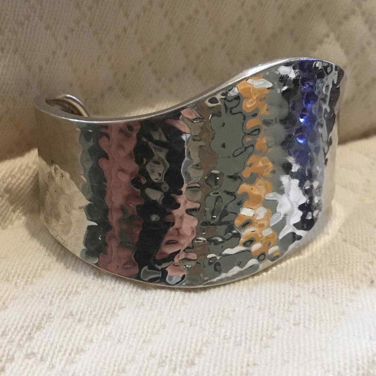 TAXCO Sterling Silver Hammered Wave Cuff Bangle Bracelet | eBay