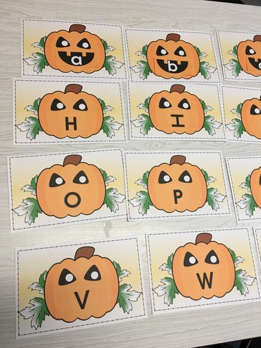 Jack O Lantern - Uppercase Lower case Match Pumpkins - Laminated Activity Set - Picture 5 of 12