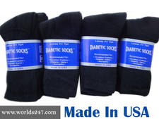 Best Creswell 12 Pair Men Black Diabetic Crew Socks Size 13-15 MADE IN USA